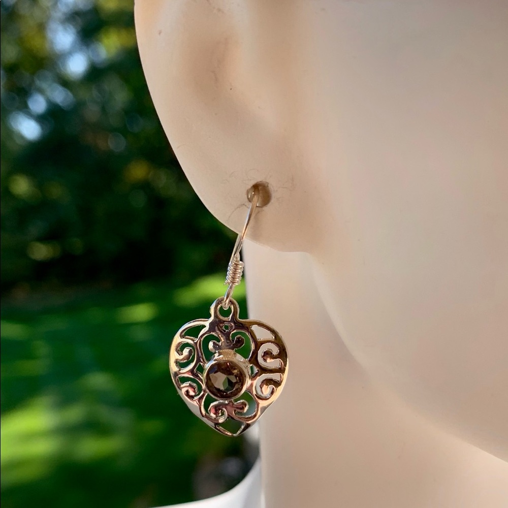 Smokey quartz and sterling earrings